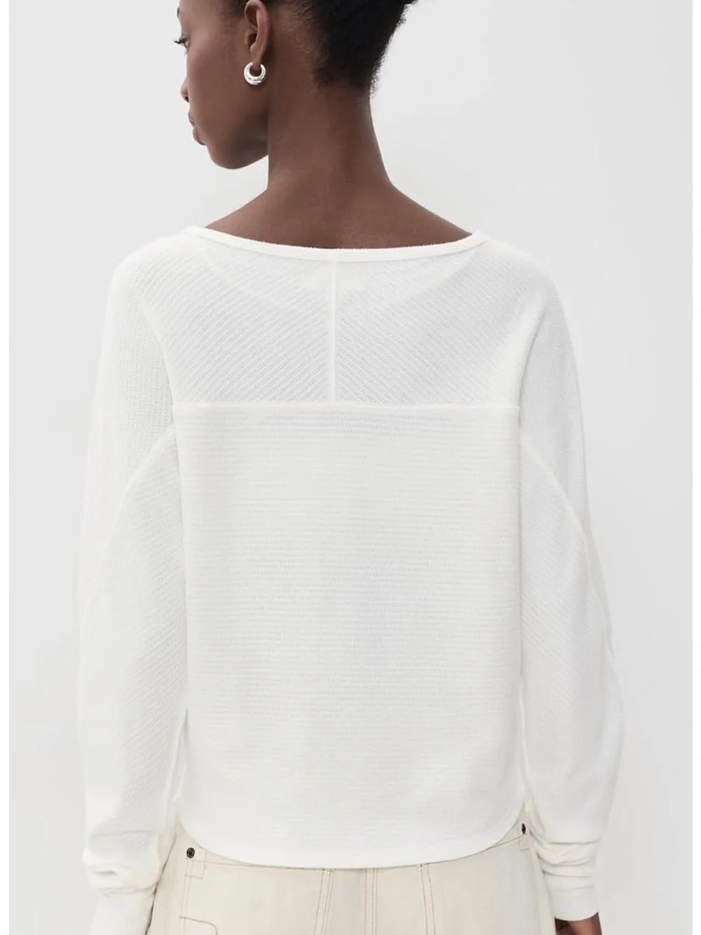 Free People Off-Shoulder Lightweight Knit Sweatshirt in White